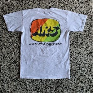 Active Ride Shop ARS Men’s White Short Sleeve Pixel Text Graphic Tee Shirt Small